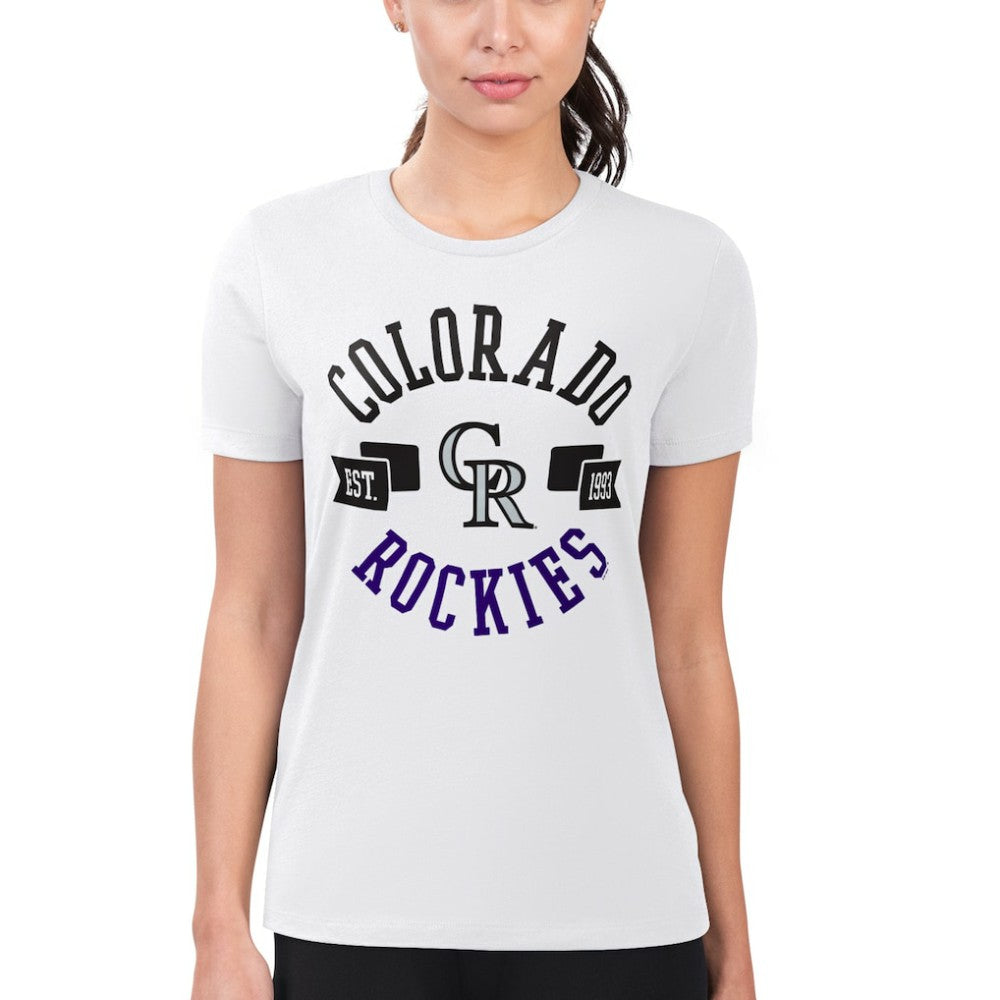 White Colorado Rockies G-III 4Her by Carl Banks Women's Super-Slim Fit Lightweight City Graphic T-Shirt