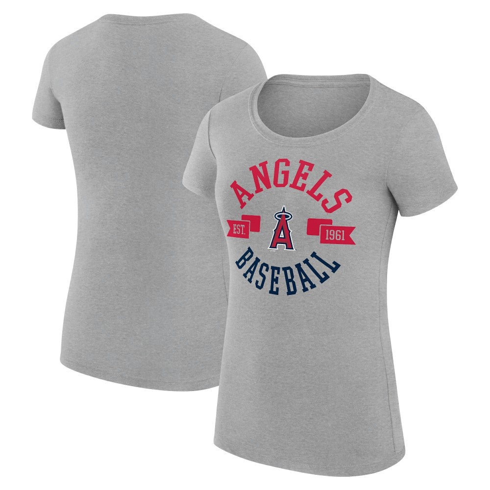 Heather Gray Los Angeles Angels G-III 4Her by Carl Banks Women's Super-Slim Fit Lightweight City Graphic T-Shirt