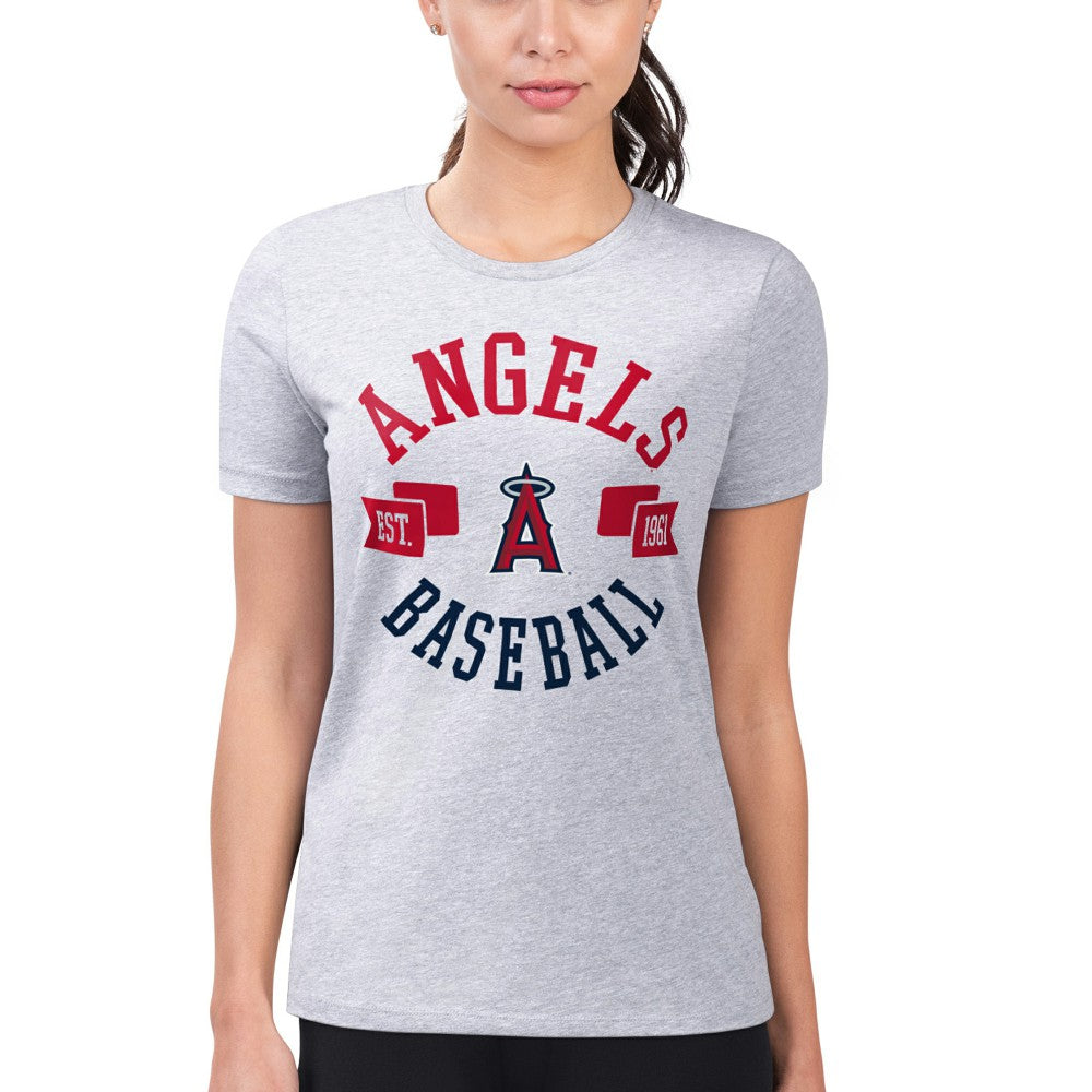 Heather Gray Los Angeles Angels G-III 4Her by Carl Banks Women's Super-Slim Fit Lightweight City Graphic T-Shirt
