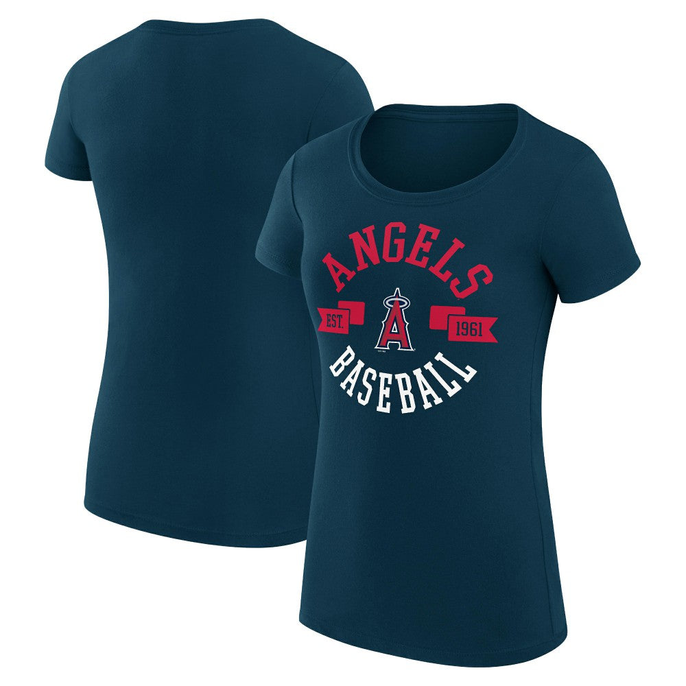 Navy Los Angeles Angels G-III 4Her by Carl Banks Women's Super-Slim Fit Lightweight City Graphic T-Shirt