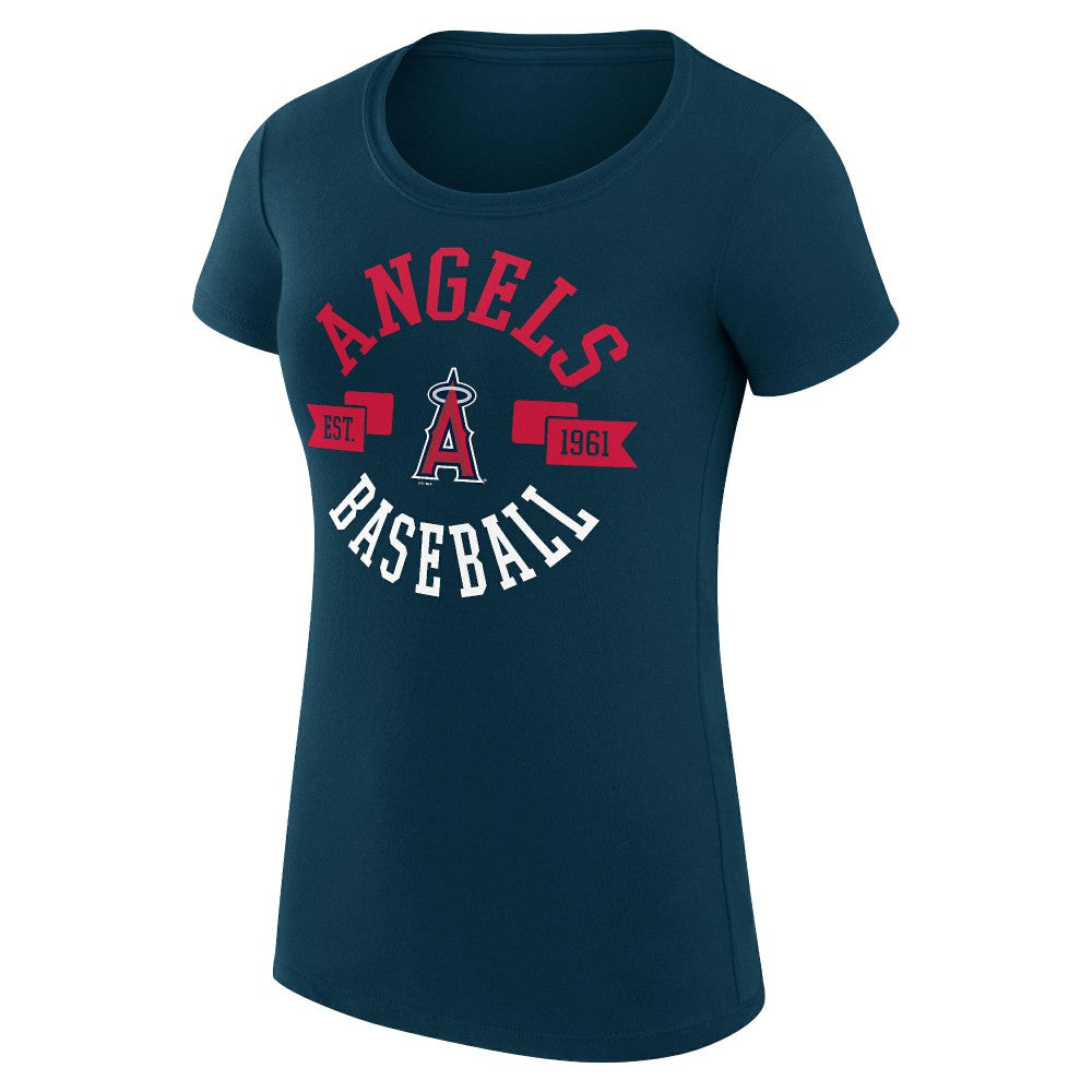 Navy Los Angeles Angels G-III 4Her by Carl Banks Women's Super-Slim Fit Lightweight City Graphic T-Shirt