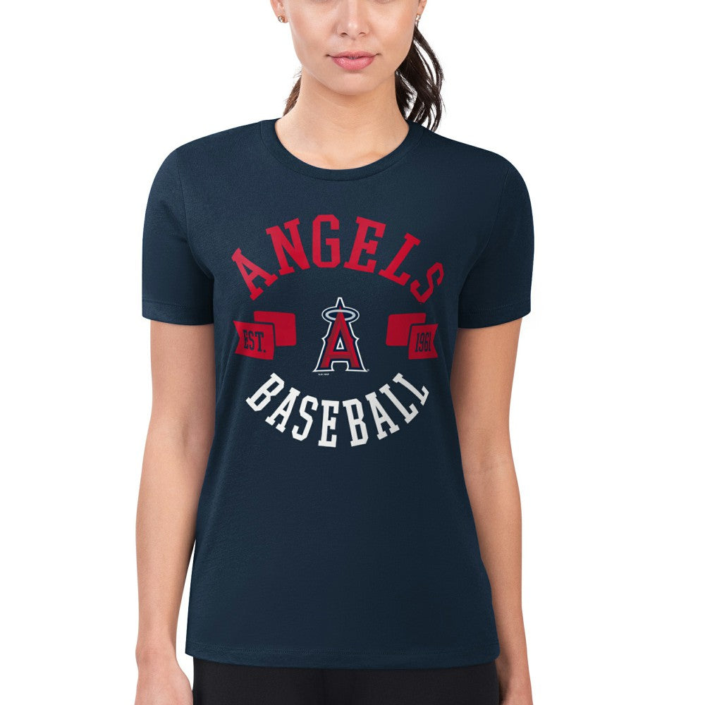 Navy Los Angeles Angels G-III 4Her by Carl Banks Women's Super-Slim Fit Lightweight City Graphic T-Shirt