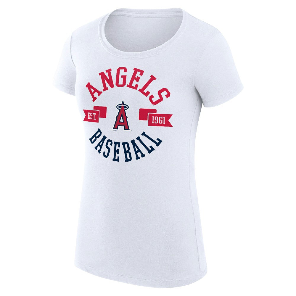 White Los Angeles Angels G-III 4Her by Carl Banks Women's Super-Slim Fit Lightweight City Graphic T-Shirt