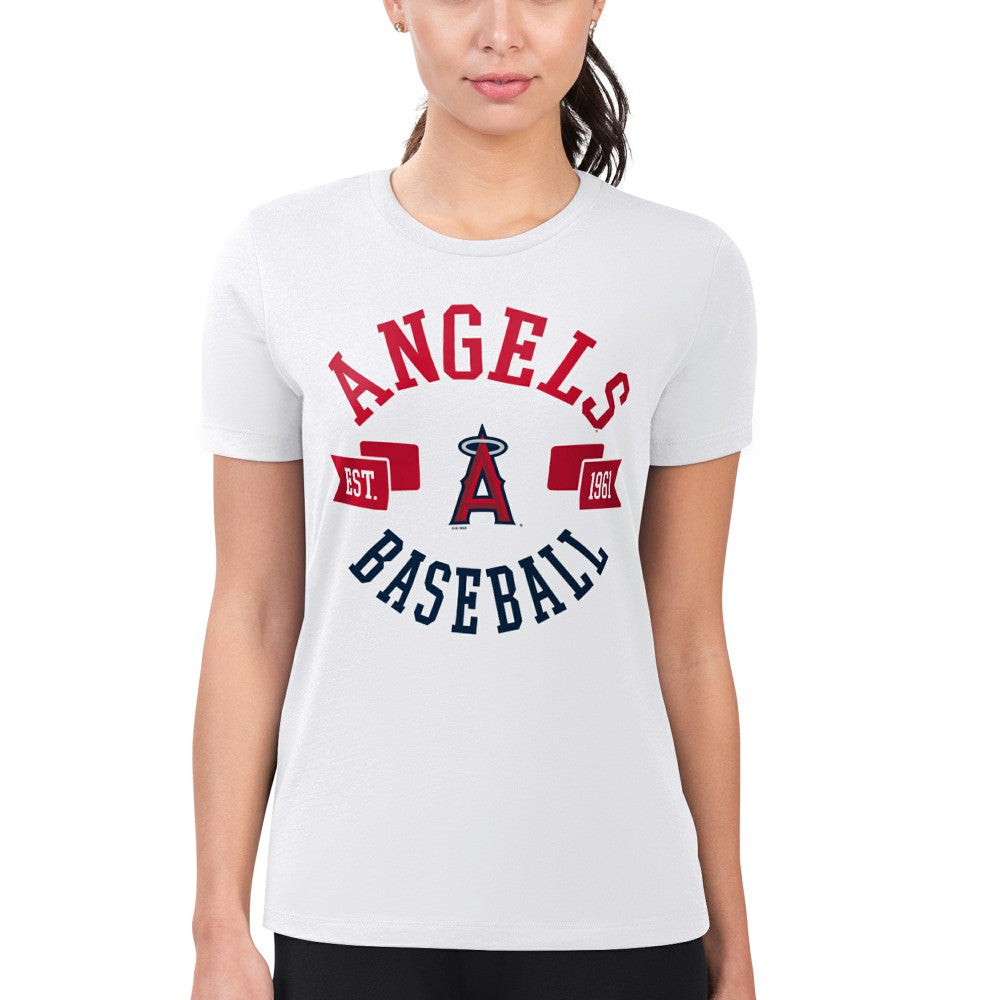 White Los Angeles Angels G-III 4Her by Carl Banks Women's Super-Slim Fit Lightweight City Graphic T-Shirt