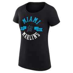 Black Miami Marlins G-III 4Her by Carl Banks Women's Super-Slim Fit Lightweight City Graphic T-Shirt