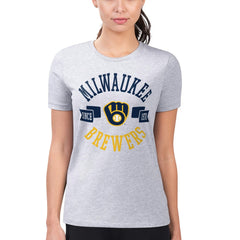 Heather Gray Milwaukee Brewers G-III 4Her by Carl Banks Women's Super-Slim Fit Lightweight City Graphic T-Shirt