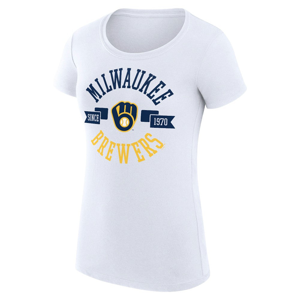 White Milwaukee Brewers G-III 4Her by Carl Banks Women's Super-Slim Fit Lightweight City Graphic T-Shirt