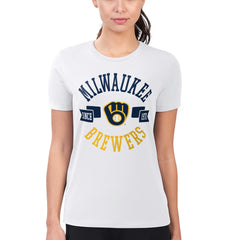 White Milwaukee Brewers G-III 4Her by Carl Banks Women's Super-Slim Fit Lightweight City Graphic T-Shirt