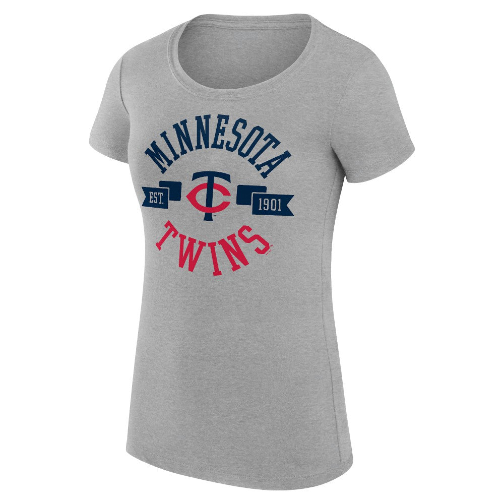 Heather Gray Minnesota Twins G-III 4Her by Carl Banks Women's Super-Slim Fit Lightweight City Graphic T-Shirt