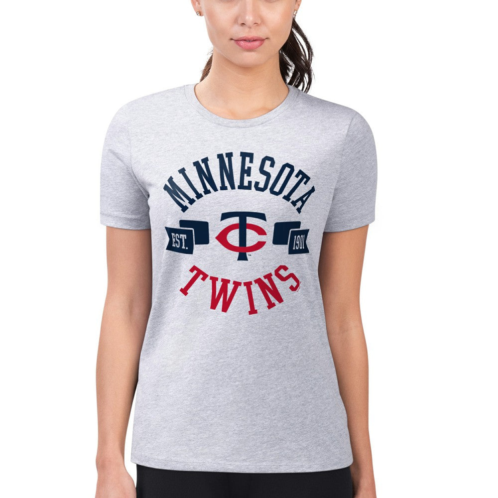 Heather Gray Minnesota Twins G-III 4Her by Carl Banks Women's Super-Slim Fit Lightweight City Graphic T-Shirt