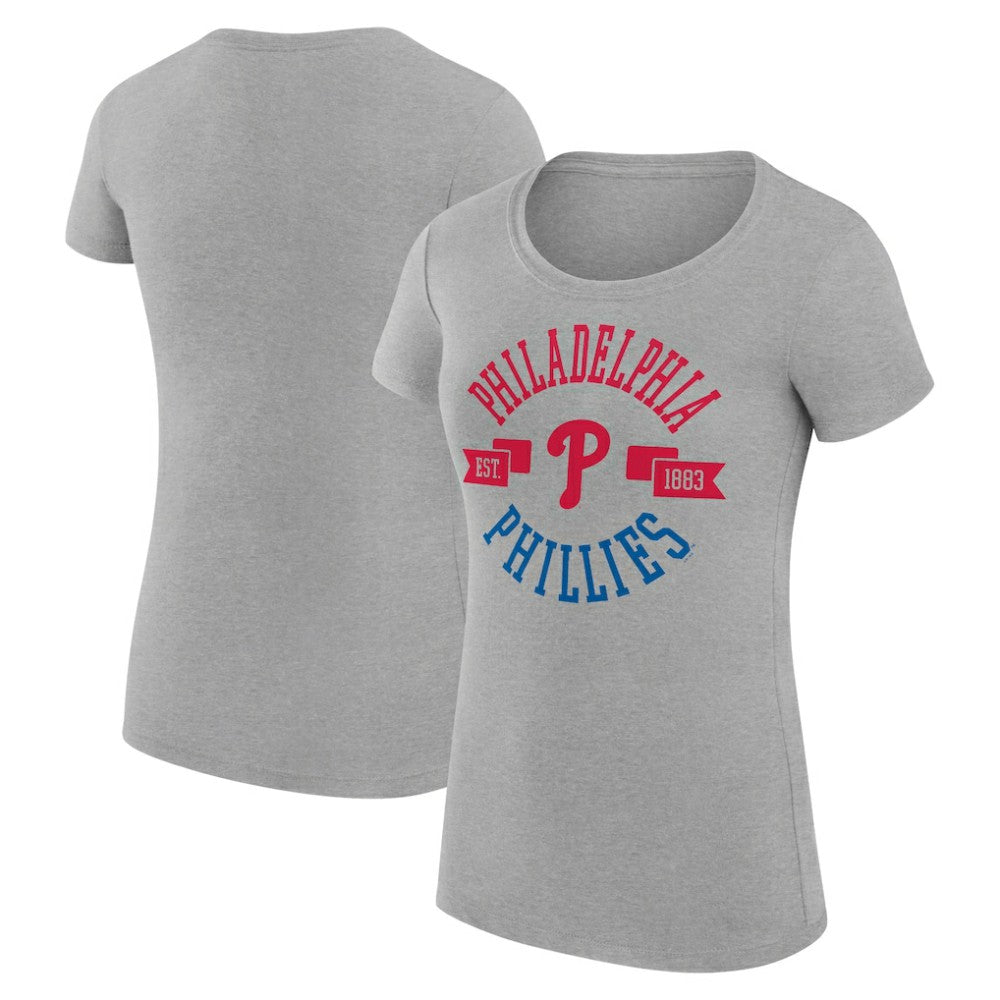 Heather Gray Philadelphia Phillies G-III 4Her by Carl Banks Women's Super-Slim Fit Lightweight City Graphic T-Shirt
