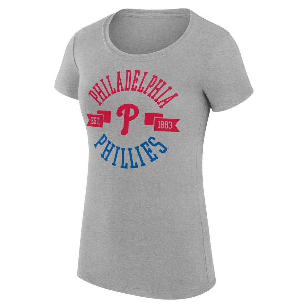 Heather Gray Philadelphia Phillies G-III 4Her by Carl Banks Women's Super-Slim Fit Lightweight City Graphic T-Shirt