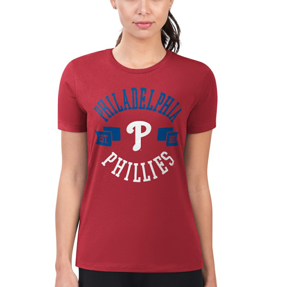Red Philadelphia Phillies G-III 4Her by Carl Banks Women's Super-Slim Fit Lightweight City Graphic T-Shirt