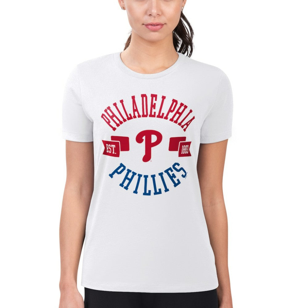 White Philadelphia Phillies G-III 4Her by Carl Banks Women's Super-Slim Fit Lightweight City Graphic T-Shirt