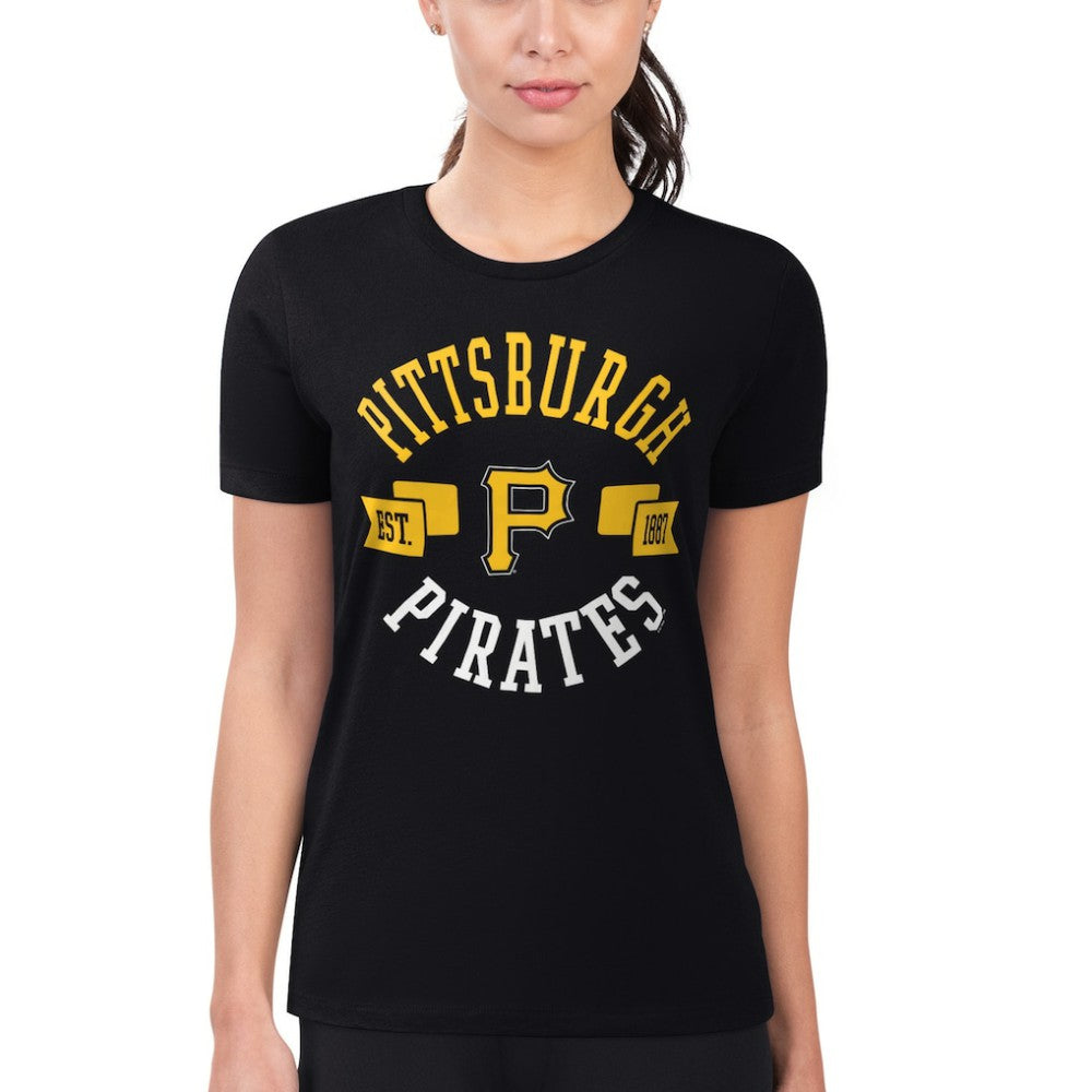 Black Pittsburgh Pirates G-III 4Her by Carl Banks Women's Super-Slim Fit Lightweight City Graphic T-Shirt