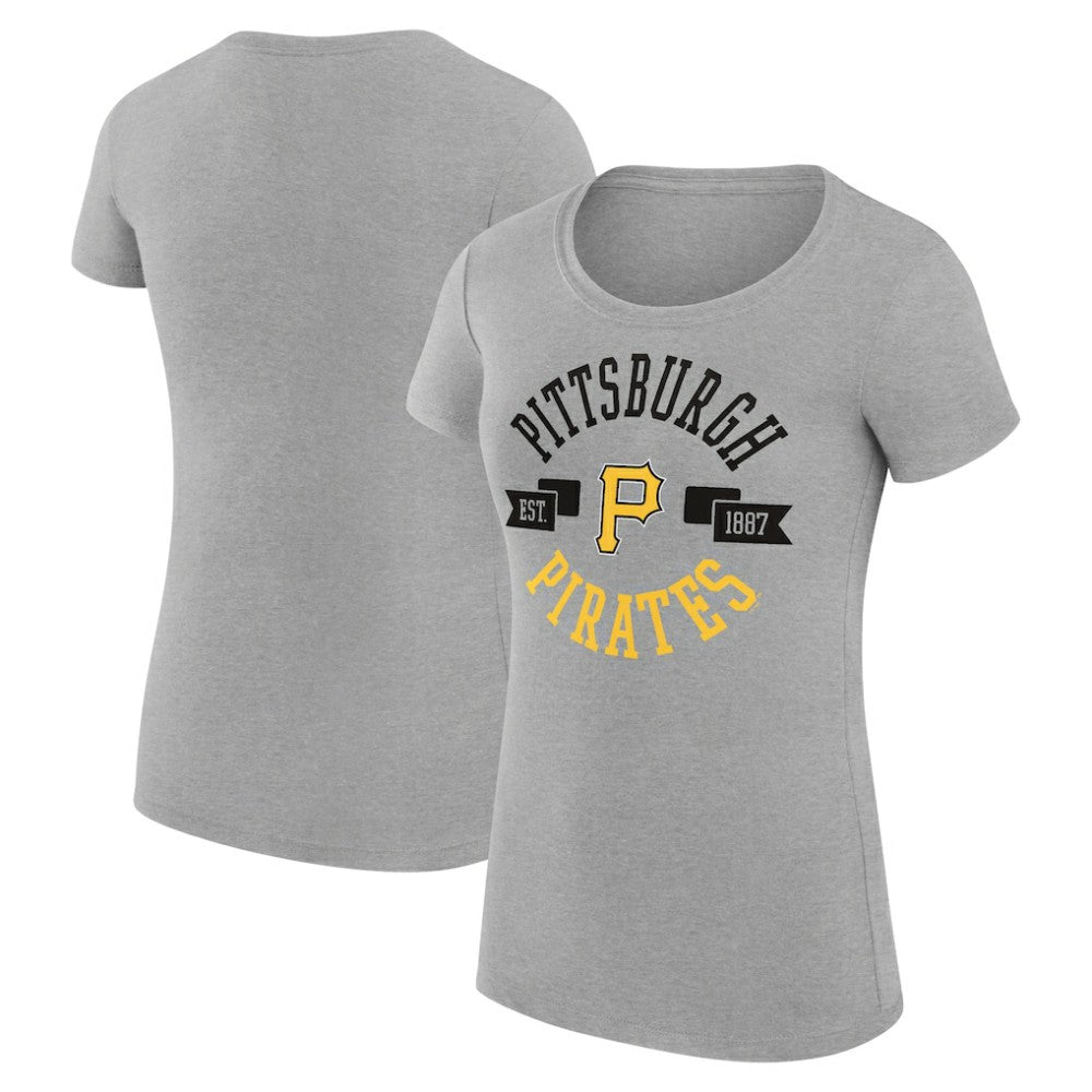 Heather Gray Pittsburgh Pirates G-III 4Her by Carl Banks Women's Super-Slim Fit Lightweight City Graphic T-Shirt