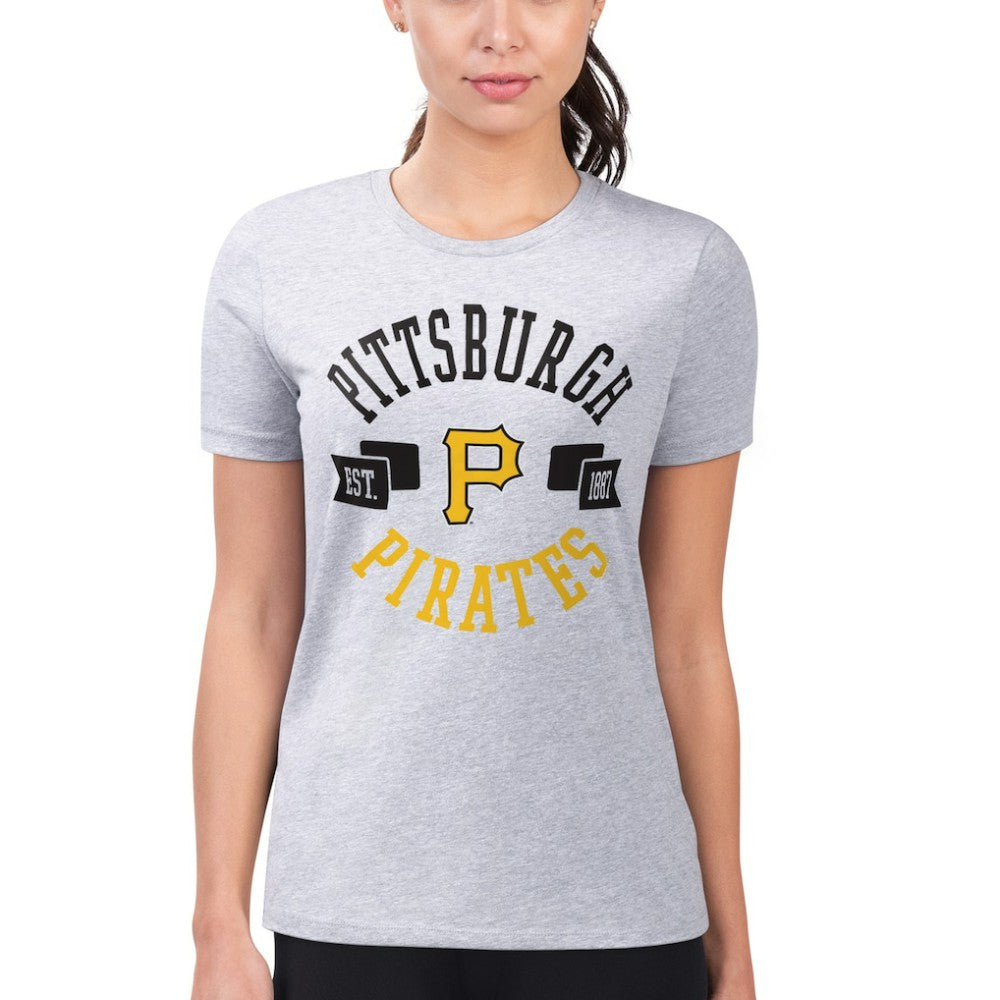 Heather Gray Pittsburgh Pirates G-III 4Her by Carl Banks Women's Super-Slim Fit Lightweight City Graphic T-Shirt