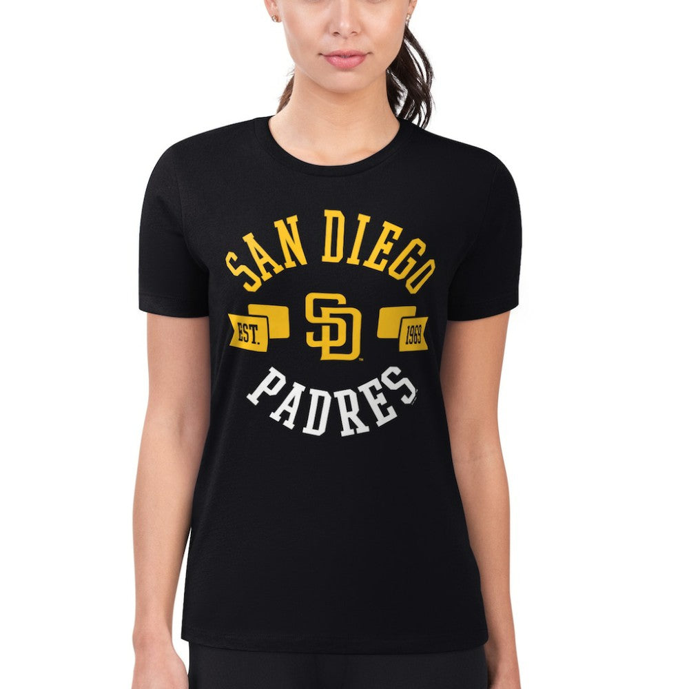Black San Diego Padres G-III 4Her by Carl Banks Women's Super-Slim Fit Lightweight City Graphic T-Shirt