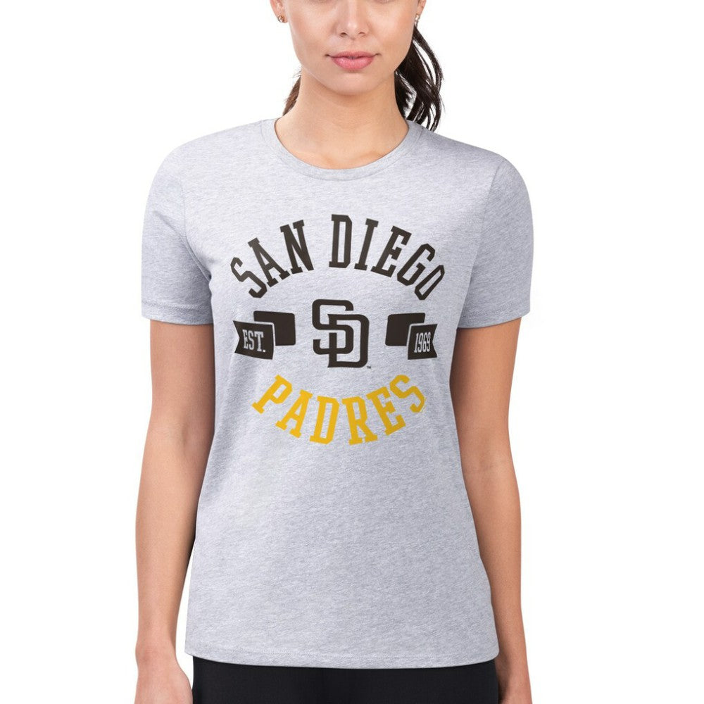 Heather Gray San Diego Padres G-III 4Her by Carl Banks Women's Super-Slim Fit Lightweight City Graphic T-Shirt
