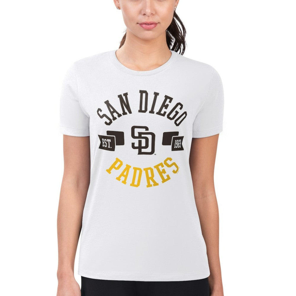 White San Diego Padres G-III 4Her by Carl Banks Women's Super-Slim Fit Lightweight City Graphic T-Shirt