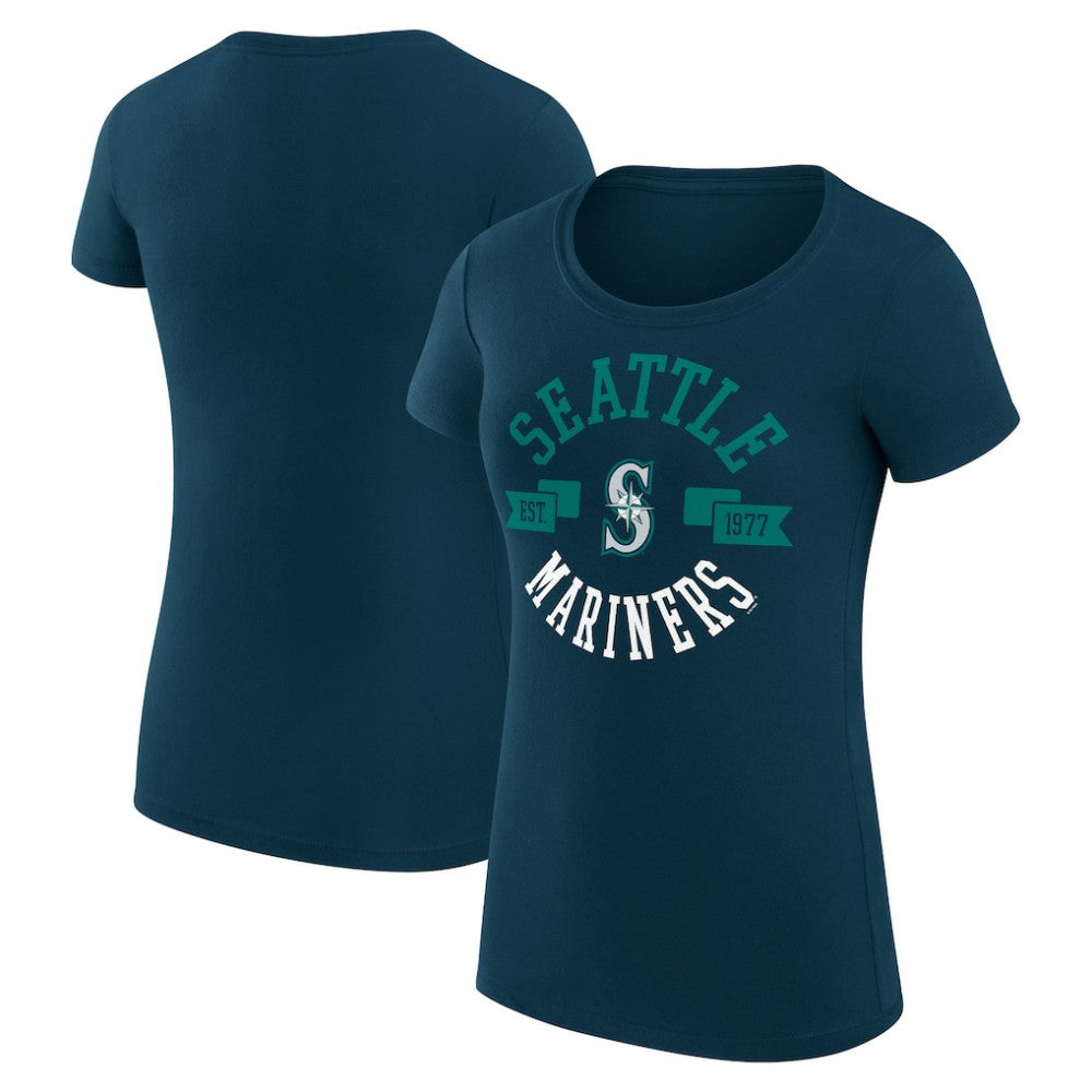 Navy Seattle Mariners G-III 4Her by Carl Banks Women's Super-Slim Fit Lightweight City Graphic T-Shirt