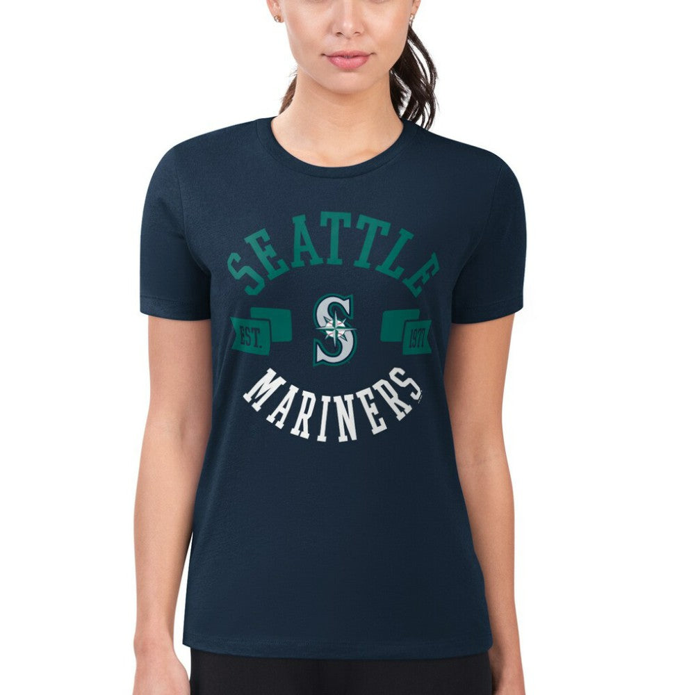 Navy Seattle Mariners G-III 4Her by Carl Banks Women's Super-Slim Fit Lightweight City Graphic T-Shirt