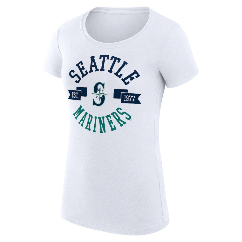 White Seattle Mariners G-III 4Her by Carl Banks Women's Super-Slim Fit Lightweight City Graphic T-Shirt