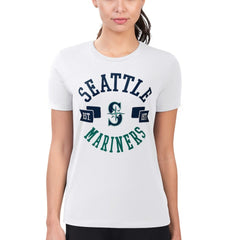 White Seattle Mariners G-III 4Her by Carl Banks Women's Super-Slim Fit Lightweight City Graphic T-Shirt