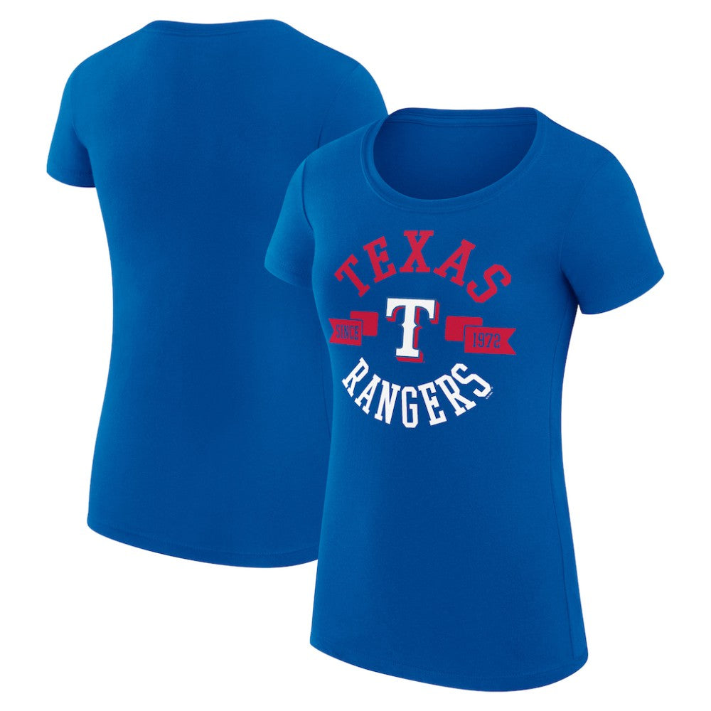 Royal Texas Rangers G-III 4Her by Carl Banks Women's Super-Slim Fit Lightweight City Graphic T-Shirt