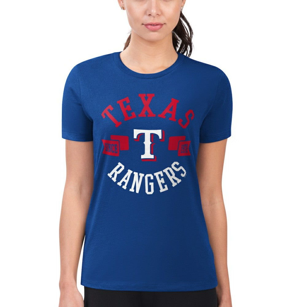 Royal Texas Rangers G-III 4Her by Carl Banks Women's Super-Slim Fit Lightweight City Graphic T-Shirt