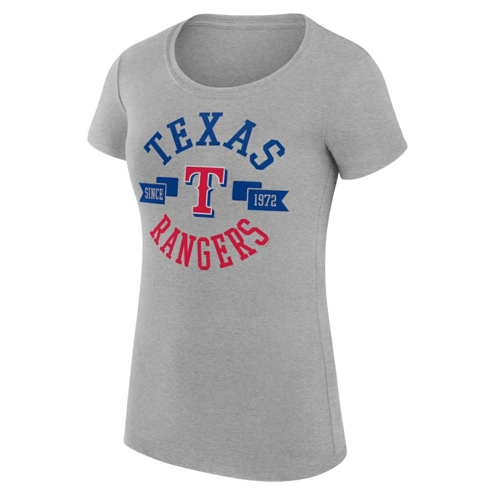 Heather Gray Texas Rangers G-III 4Her by Carl Banks Women's Super-Slim Fit Lightweight City Graphic T-Shirt