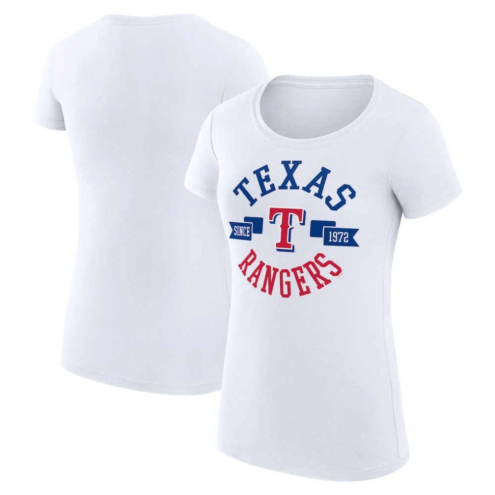 White Texas Rangers G-III 4Her by Carl Banks Women's Super-Slim Fit Lightweight City Graphic T-Shirt
