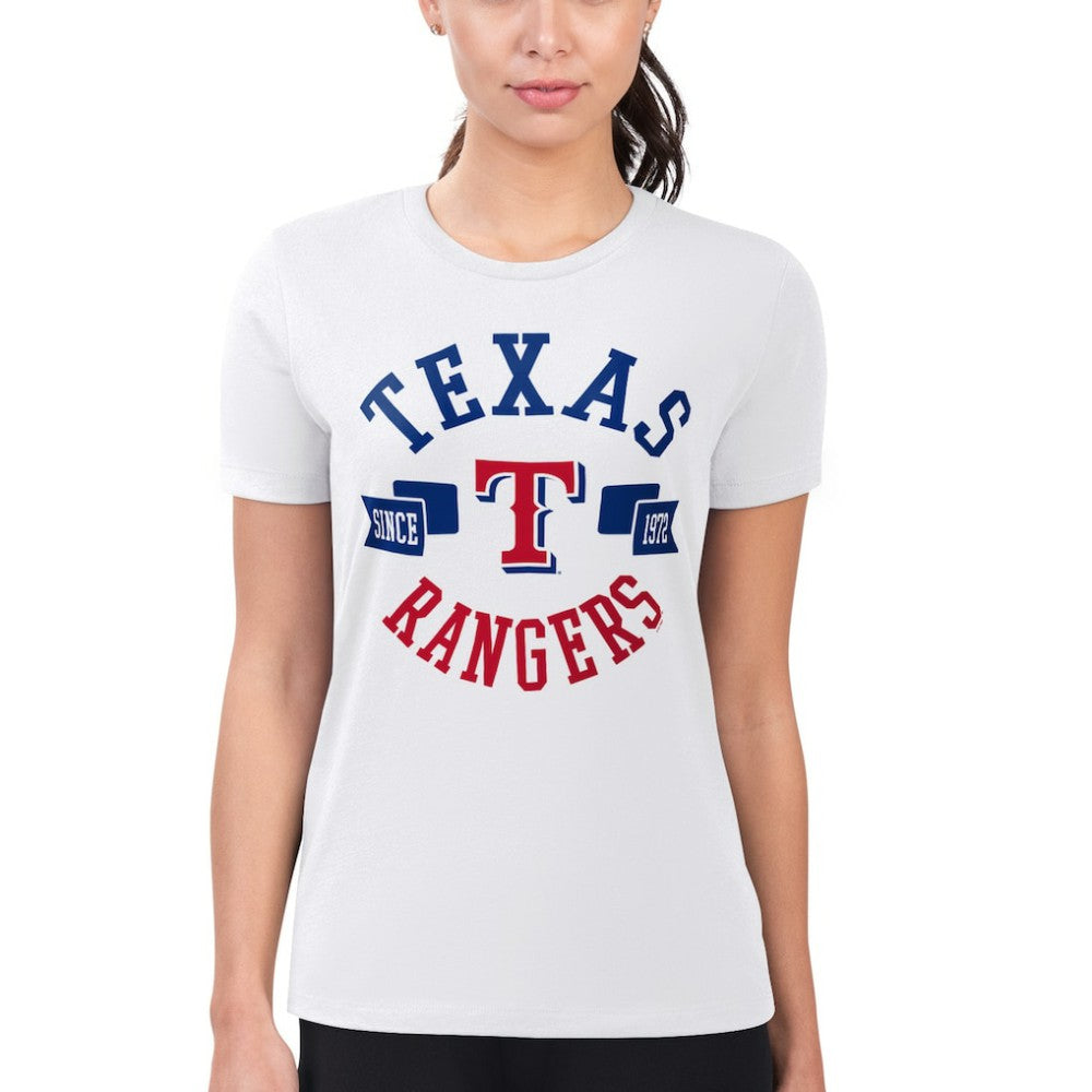 White Texas Rangers G-III 4Her by Carl Banks Women's Super-Slim Fit Lightweight City Graphic T-Shirt