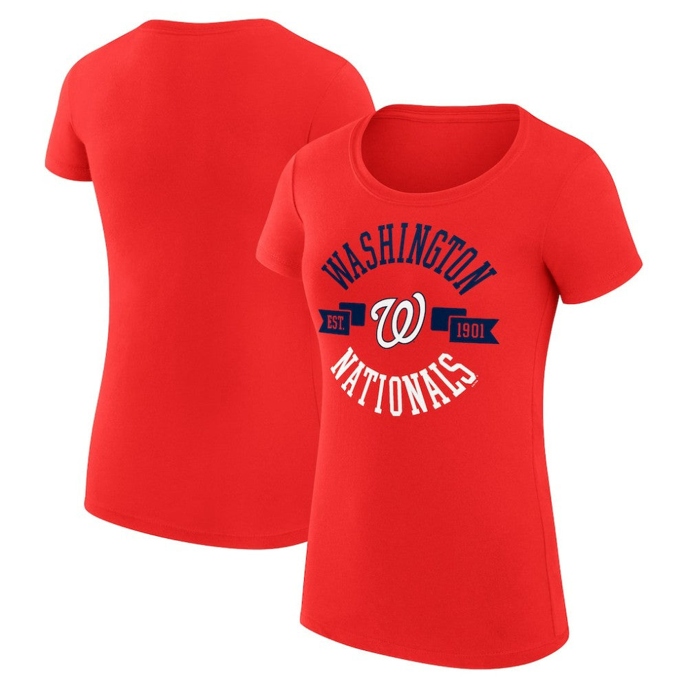 Red Washington Nationals G-III 4Her by Carl Banks Women's Super-Slim Fit Lightweight City Graphic T-Shirt