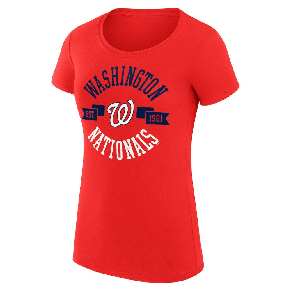 Red Washington Nationals G-III 4Her by Carl Banks Women's Super-Slim Fit Lightweight City Graphic T-Shirt