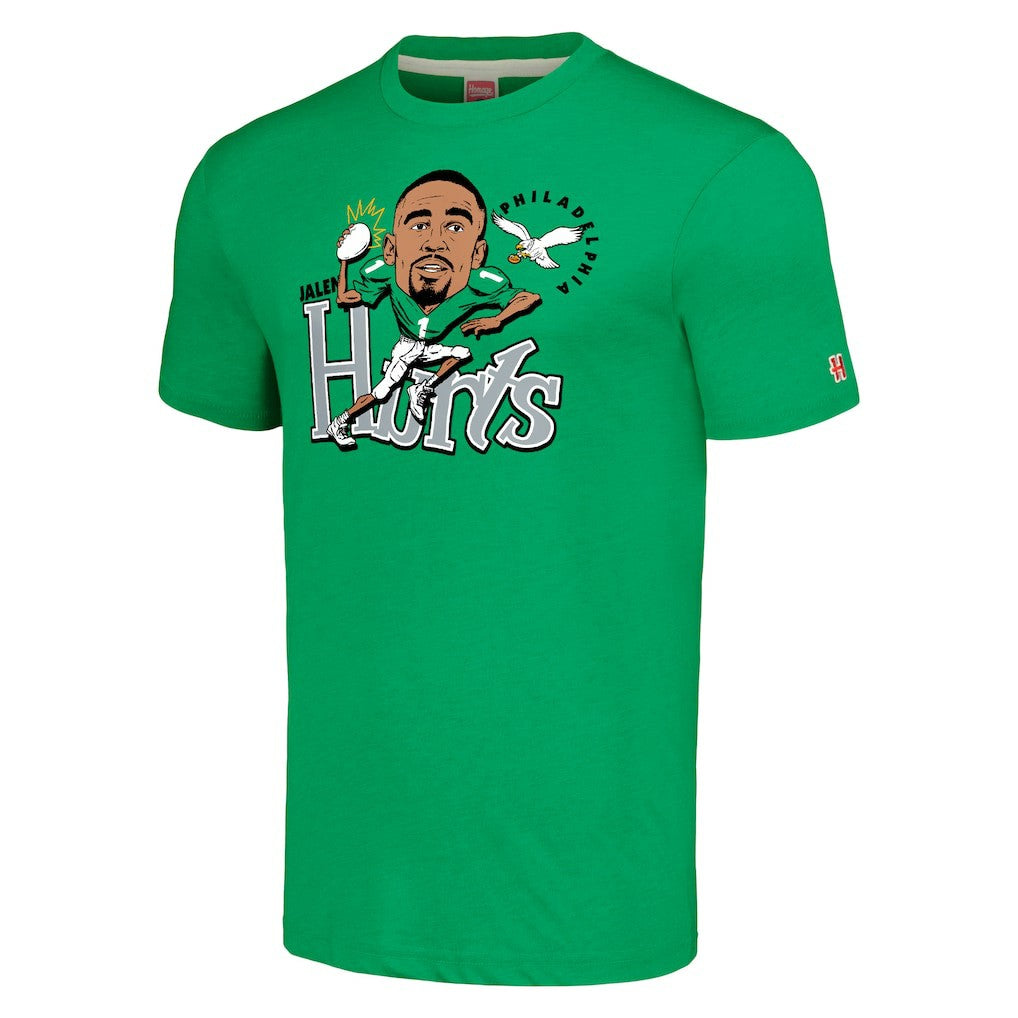 Jalen Hurts  Homage Unisex Caricature Player Tri-Blend T-Shirt - Philadelphia Eagles T-shirts