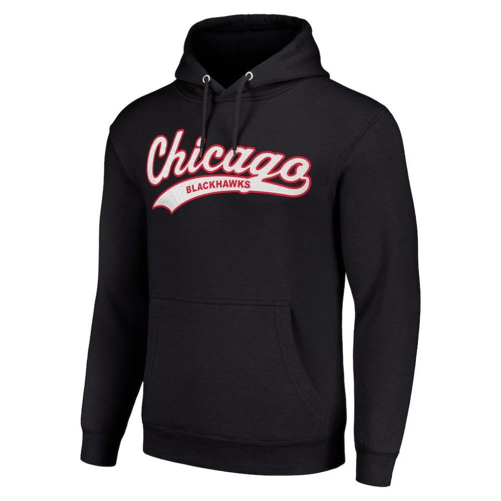 NHL Chicago Blackhawks Starter Tailsweep Fleece Tri-Blend Pullover Hoodie