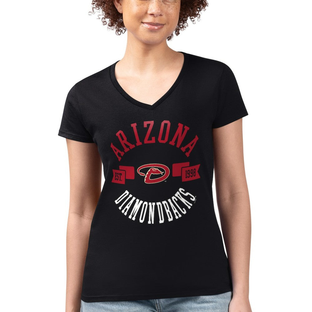 Black Arizona Diamondbacks G-III 4Her by Carl Banks Women's Super-Slim Fit Lightweight City Graphic V-Neck T-Shirt