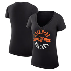 Black Baltimore Orioles G-III 4Her by Carl Banks Women's Super-Slim Fit Lightweight City Graphic V-Neck T-Shirt