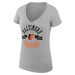Heather Gray Baltimore Orioles G-III 4Her by Carl Banks Women's Super-Slim Fit Lightweight City Graphic V-Neck T-Shirt