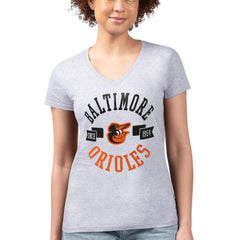 Heather Gray Baltimore Orioles G-III 4Her by Carl Banks Women's Super-Slim Fit Lightweight City Graphic V-Neck T-Shirt