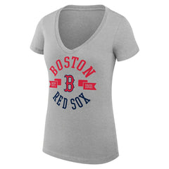 Heather Gray Boston Red Sox G-III 4Her by Carl Banks Women's Super-Slim Fit Lightweight City Graphic V-Neck T-Shirt