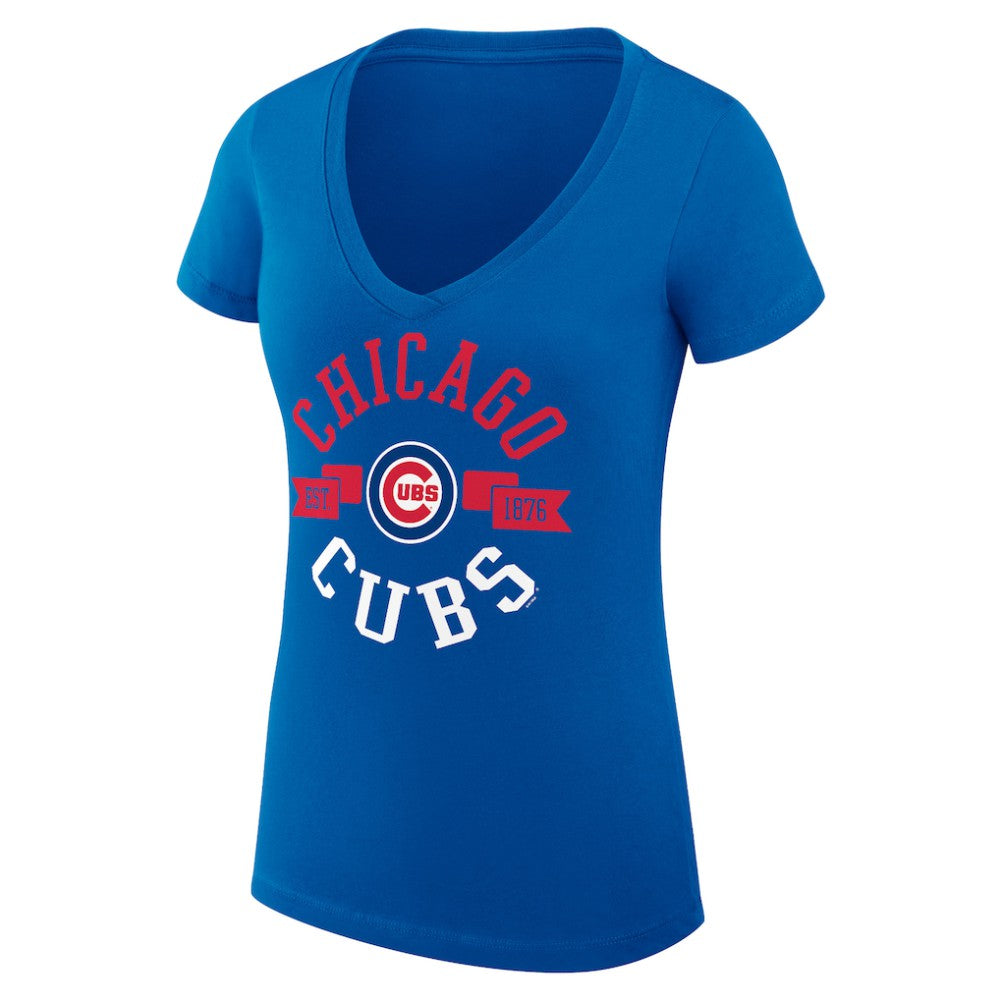 Royal Chicago Cubs G-III 4Her by Carl Banks Women's Super-Slim Fit Lightweight City Graphic V-Neck T-Shirt