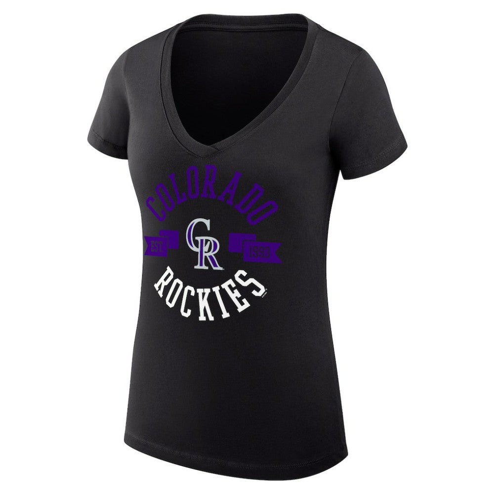 Black Colorado Rockies G-III 4Her by Carl Banks Women's Super-Slim Fit Lightweight City Graphic V-Neck T-Shirt