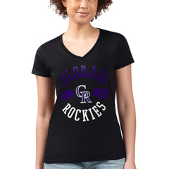 Black Colorado Rockies G-III 4Her by Carl Banks Women's Super-Slim Fit Lightweight City Graphic V-Neck T-Shirt