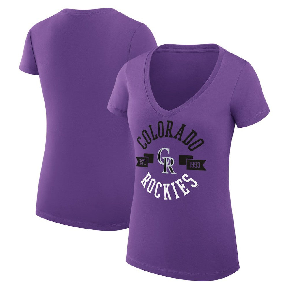 Purple Colorado Rockies G-III 4Her by Carl Banks Women's Super-Slim Fit Lightweight City Graphic V-Neck T-Shirt