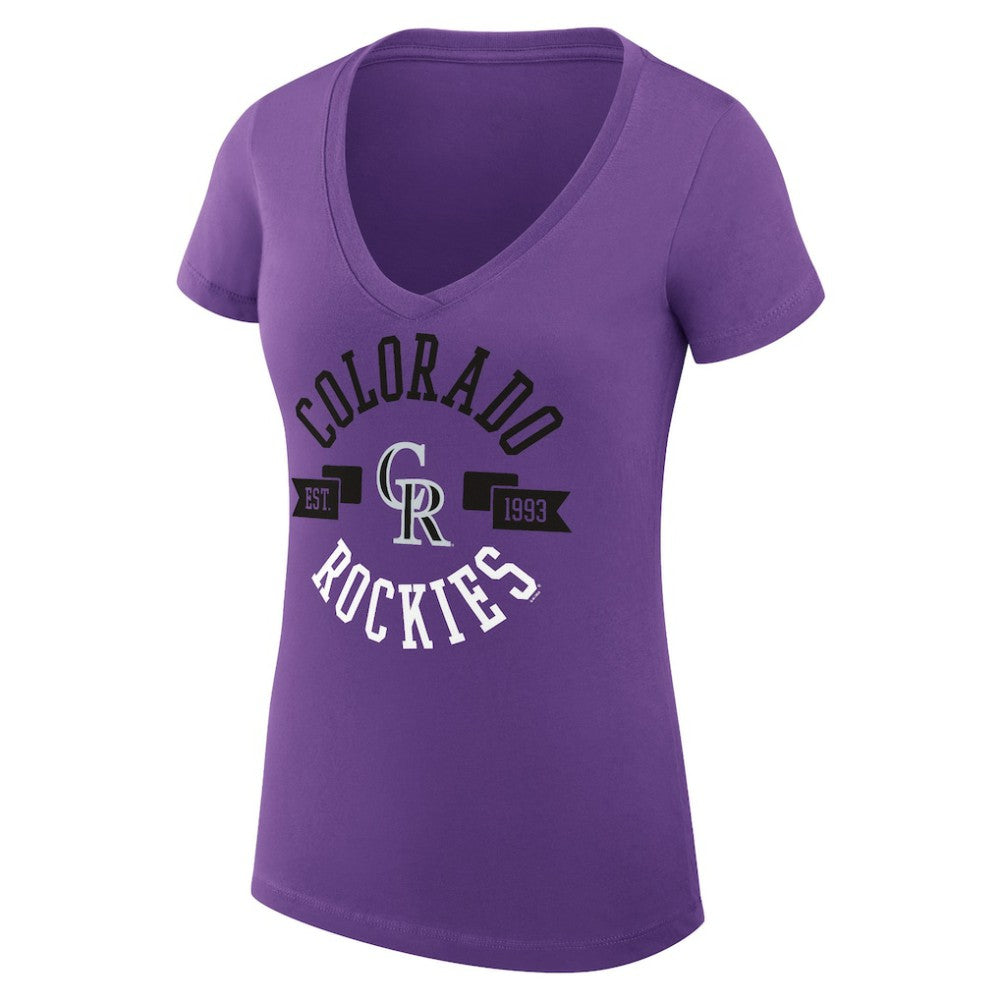 Purple Colorado Rockies G-III 4Her by Carl Banks Women's Super-Slim Fit Lightweight City Graphic V-Neck T-Shirt