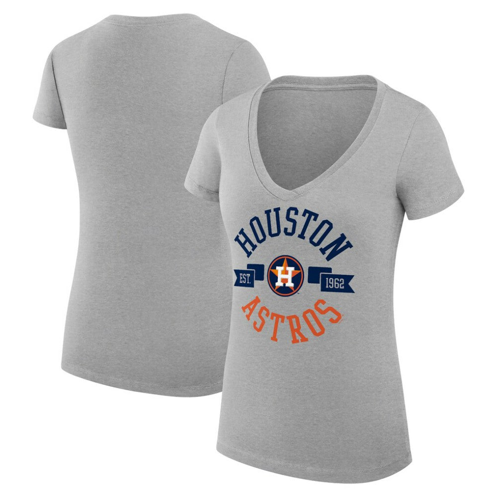 Heather Gray Houston Astros G-III 4Her by Carl Banks Women's Super-Slim Fit Lightweight City Graphic V-Neck T-Shirt