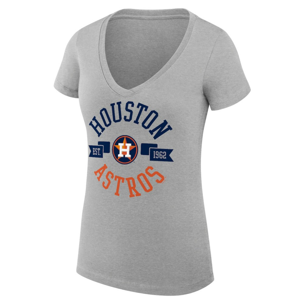 Heather Gray Houston Astros G-III 4Her by Carl Banks Women's Super-Slim Fit Lightweight City Graphic V-Neck T-Shirt