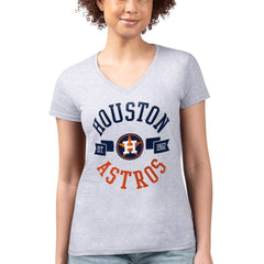 Heather Gray Houston Astros G-III 4Her by Carl Banks Women's Super-Slim Fit Lightweight City Graphic V-Neck T-Shirt
